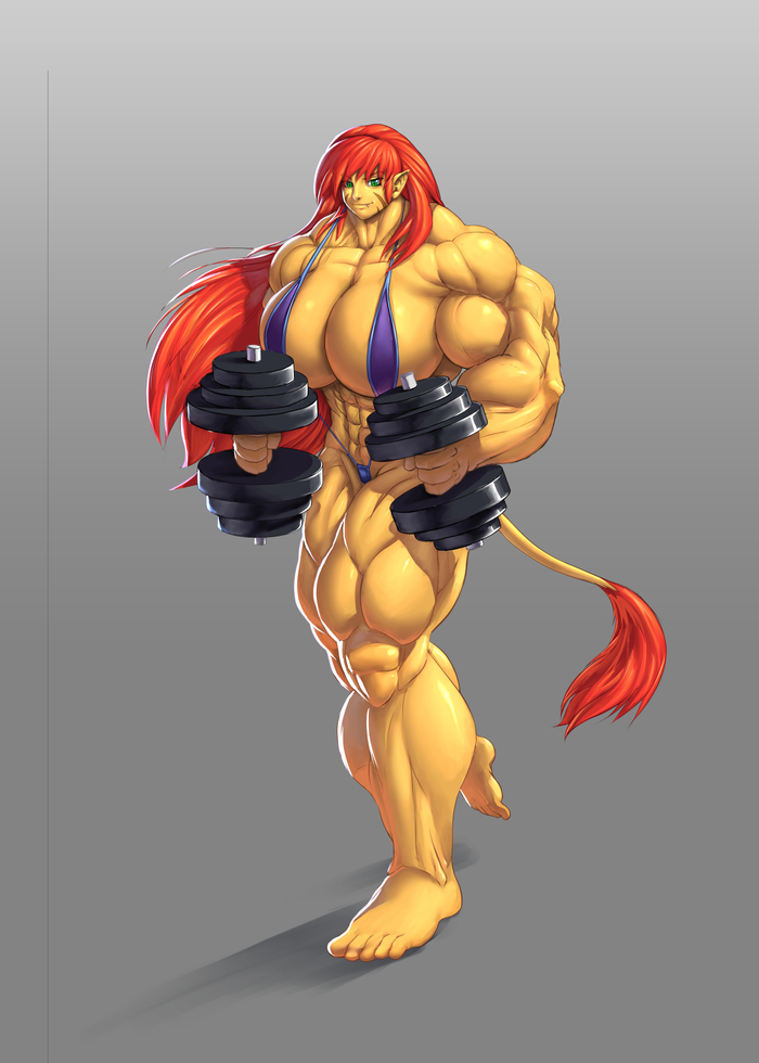 Alice a big lion - Faogwolf, Арт, Крепкая девушка, Сну-Сну, Extreme muscles, Monster Girl