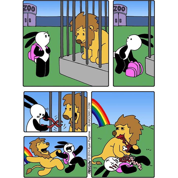 The price of freedom - Buni, a lion, Zoo, Dinner, Liberty, Comics