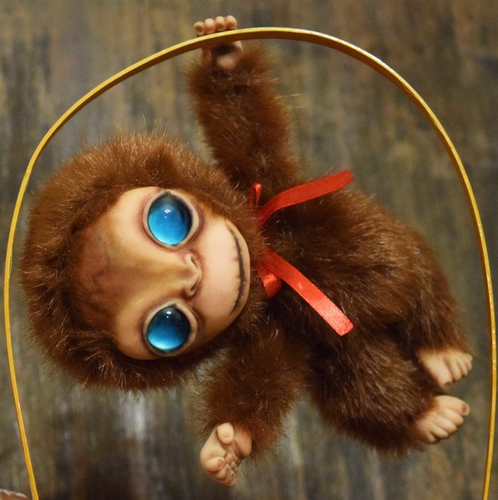 Monkey - My, Handmade, Needlework without process, Monkey, Needlework, Polymer clay, Fur, Author's toy, Copyright, Longpost