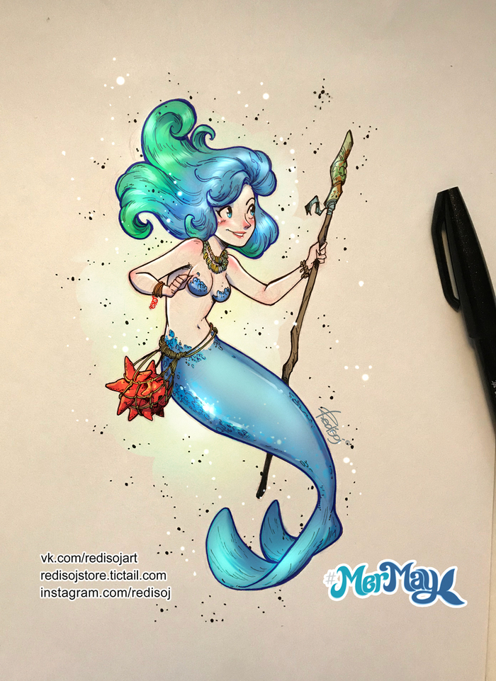 MerMay 2018 - 03 - My, Redisoj, Art, Images, Drawing, Sketch, Mermay, , Girls