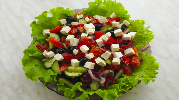 Greek salad: an unusually tasty and easy recipe - My, Recipe, Greek salad, Video