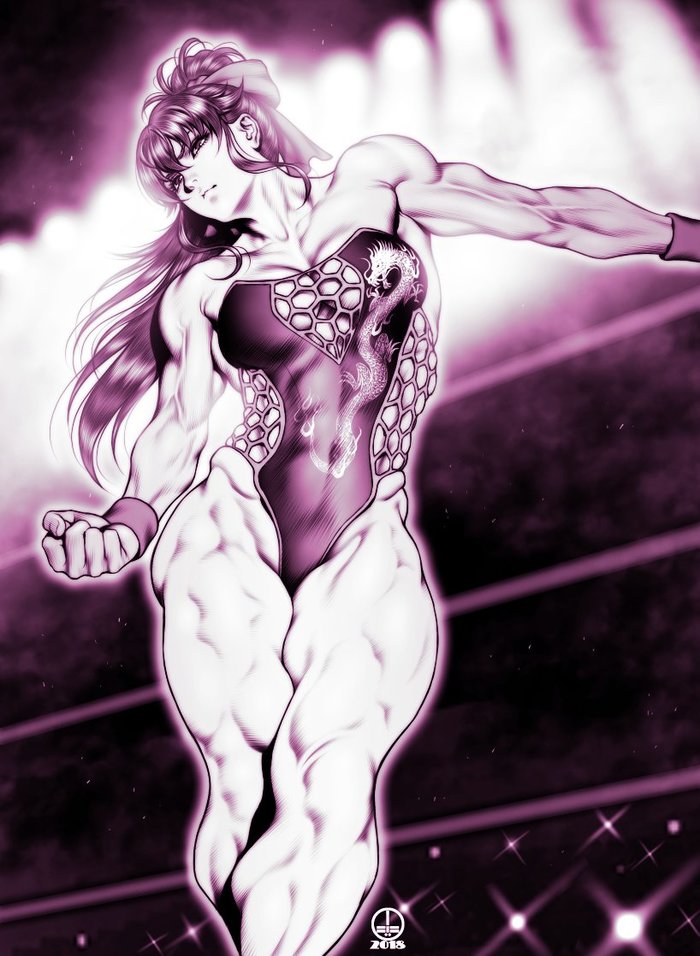 На ринге - Dairoku tenma, Арт, Крепкая девушка, Спортивные девушки, Аниме, Anime Art, Рестлинг