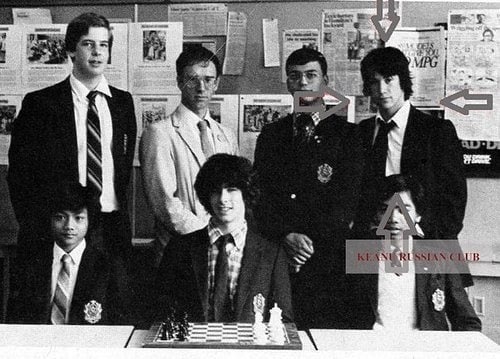 When you are still a botanist and did not know the Matrix. Keanu Reeves in the chess club. - Keanu Reeves, Chess Club, Chess, Celebrities, Youth