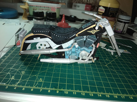 HD Fatboy Paper Model by ABC - My, Paper modeling, Modeling, Stand modeling, , Harley-davidson, Longpost, Papercraft