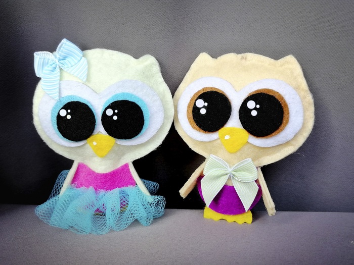 Do-it-yourself owlets from felt - My, Felt, Author's toy, Crafts, , Needlework with process, Video, Longpost