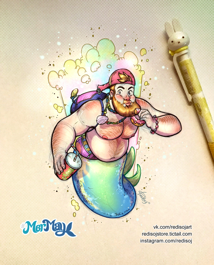 MerMay 2018 - 08 - My, Redisoj, Mermay, , Drawing, Images, Art, Beard