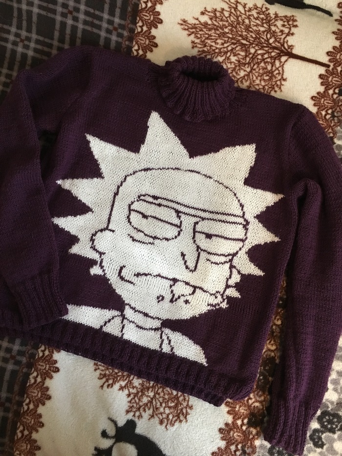 I turned myself into a sweater Morty - My, Rick and Morty, Rick, Knitting, With your own hands, Knitting a sweater, Hobby