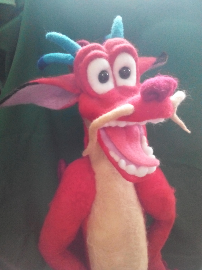 Dragon Mushu - My, Handmade, Dry felting, The Dragon, Mushu, , Mulan, , Needlework without process, Longpost