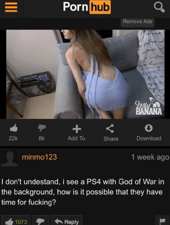      ? Pornhub, Playstation 4, God of War, 