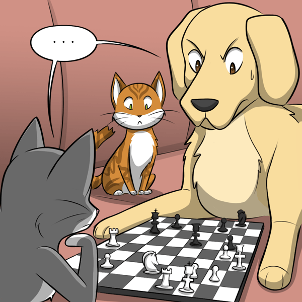 Chess - Comics, GIF with background, cat, Dog, GIF, Longpost