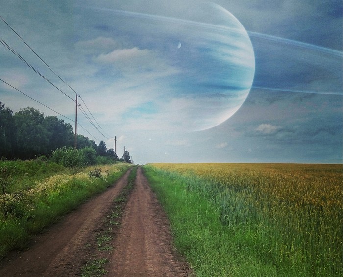 Turn right after 400 light years - My, Photoshop, Saturn, Field
