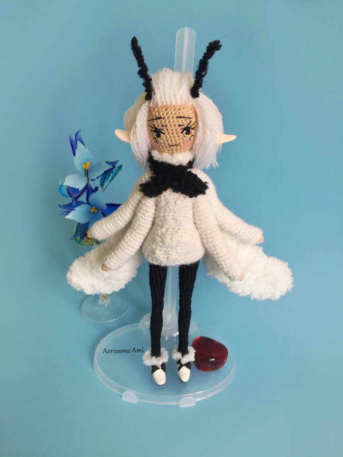 Doll Moth - My, Amigurumi, Knitting, Needlework without process, Needlework, With your own hands, Handmade, Doll, Butterfly, Longpost