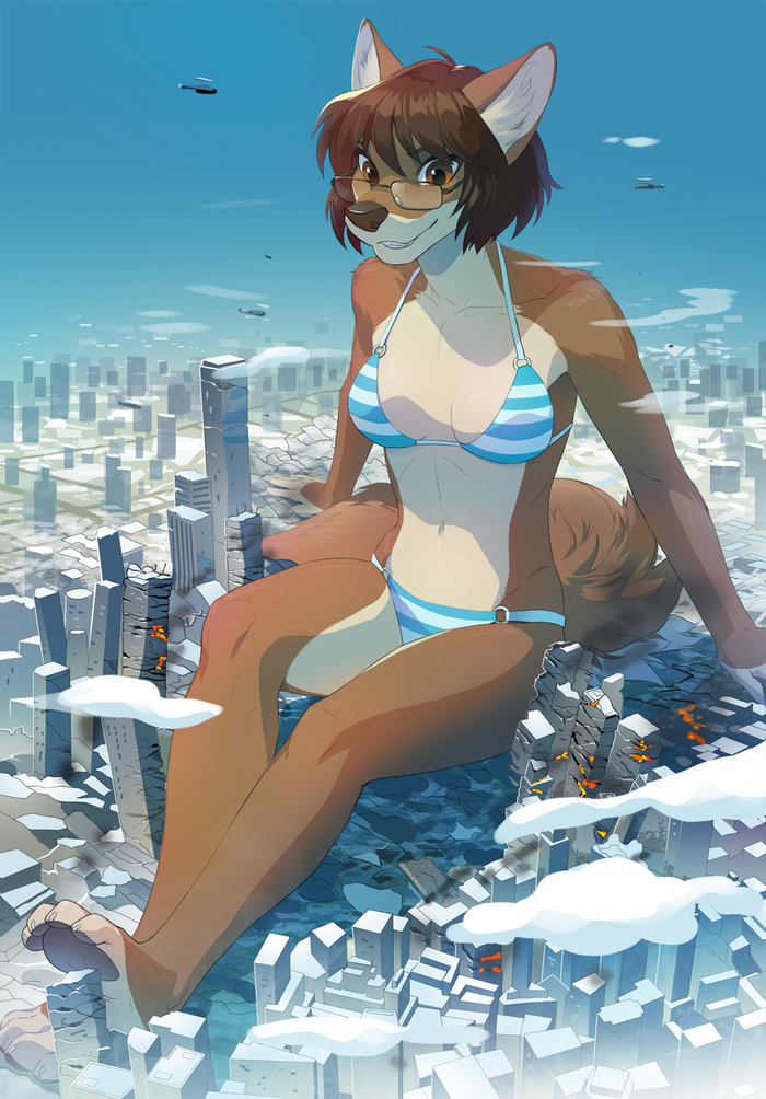 Jane - Furry, Art, Town, Destruction, Melloque