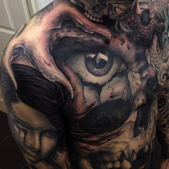 Creepy suit - Tattoo, Scull, Eyes, , Tattoo on the arm