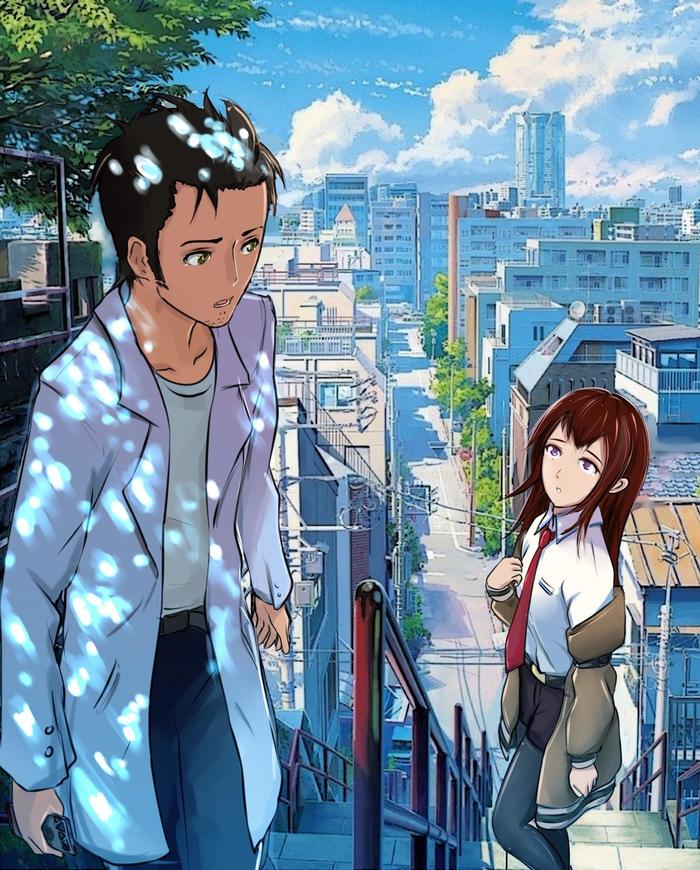 Haven't we met before? - Kimi no na wa, Steins gate, Crossover, Art, Anime, Anime art, Crossover