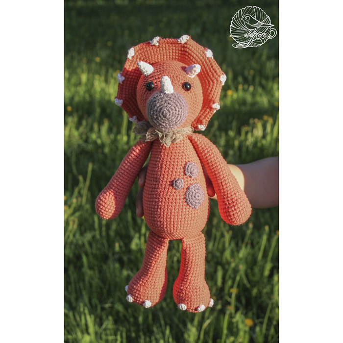 Knitted toy Dinosaur girl - My, Needlework without process, Toys, Knitting, Knitted toys, , Longpost