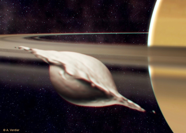 Saturn's dumpling-shaped moons emerged from a head-on collision of smaller bodies - The science, news, Astronomy, Space, Saturn, Dumplings, Satellite, Cigar