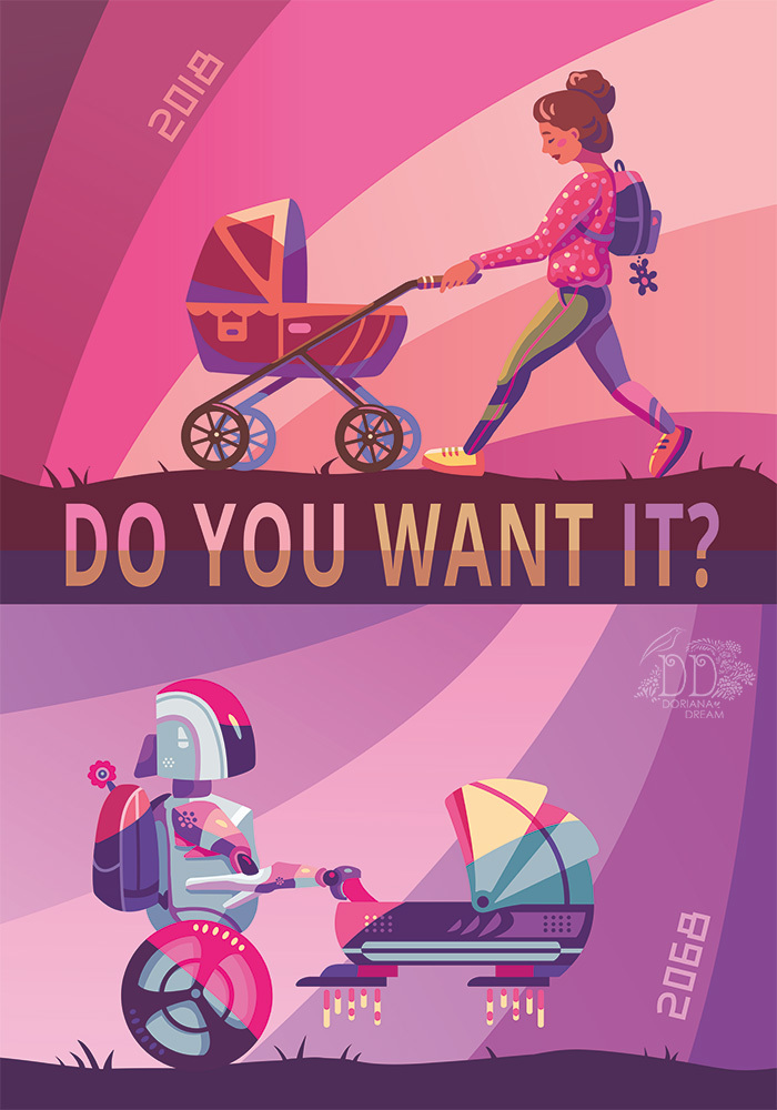 Poster Do you want it? - My, Poster, Poster, Digital drawing, Robot, Futurism, Drawing, Vector graphics, Adobe illustrator