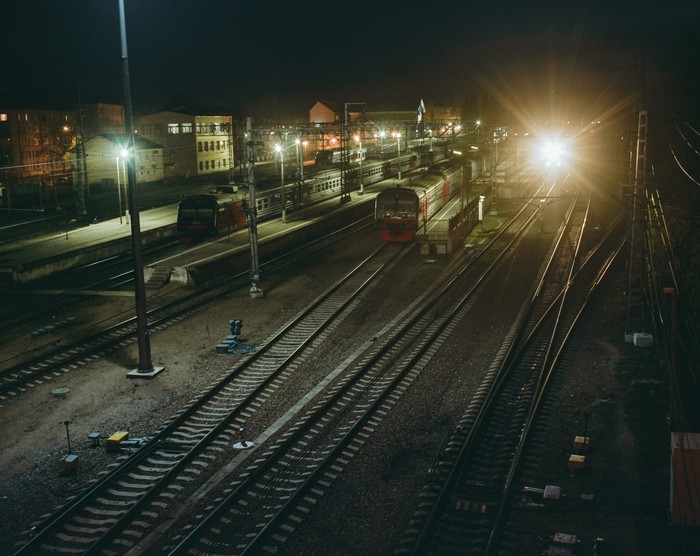 Vyborg railway station - My, Vyborg, Railway station, Night, A train, , Pentax