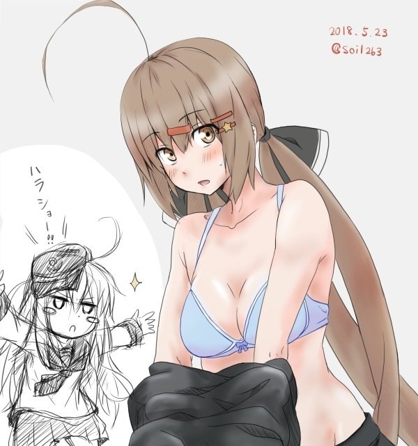 Товарищ большая под одеждой - NSFW, Kantai Collection, Tashkent, Hibiki, Anime Art, Аниме