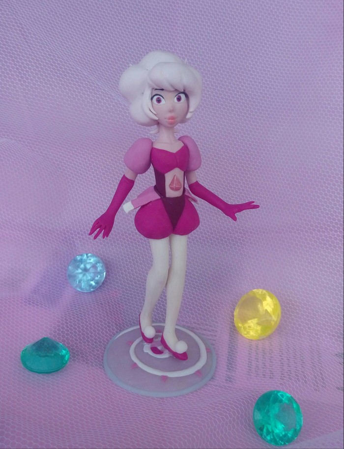 Pink diamond from polymer clay - My, Pink, Polymer clay, Creation, With your own hands, Longpost