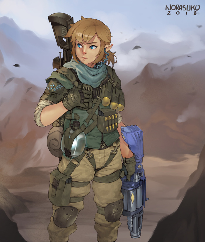 LoZ: Metal Gear - Link, The legend of zelda, Breath of the wild, Norasuko, Art, Military