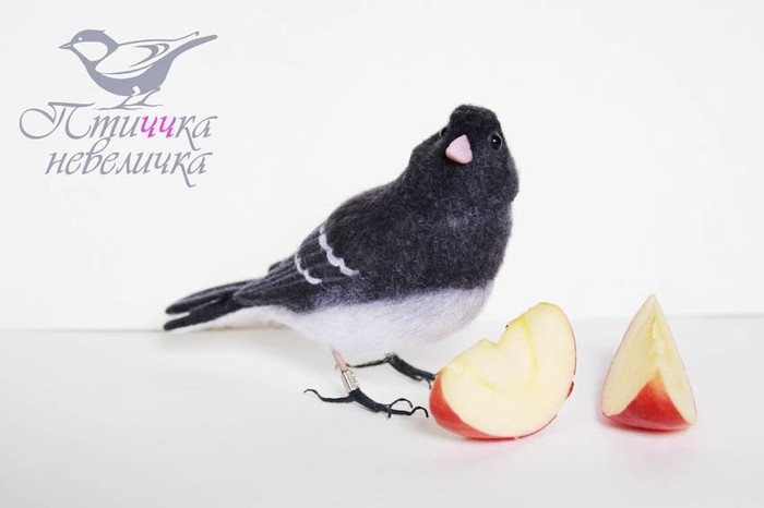 Felting* Dark-eyed junco. - My, Needlework, Needlework without process, Birds, Handmade, Longpost, Dry felting