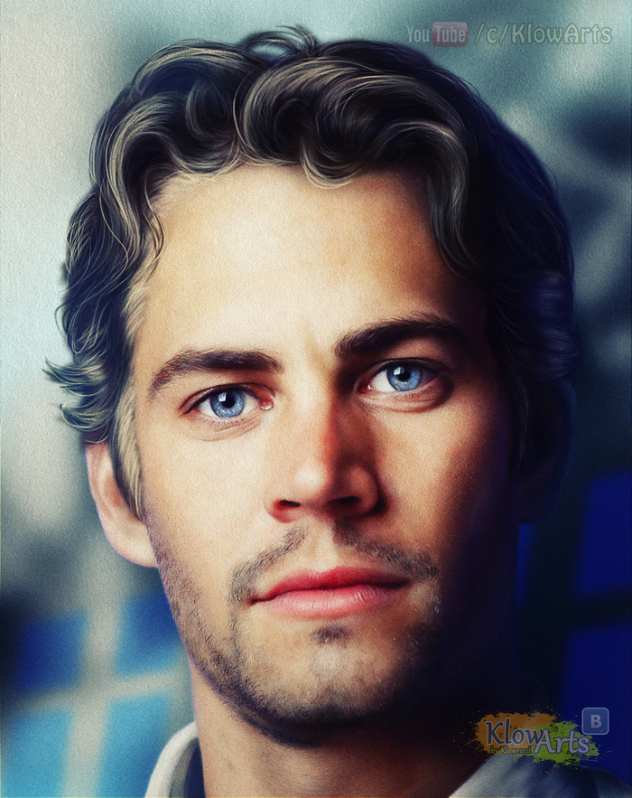 Paul Walker | digital portrait - My, Longpost, Paul Walker, Drawing, Art, Photoshop, Portrait, Video, Digital drawing, Actors and actresses, Process