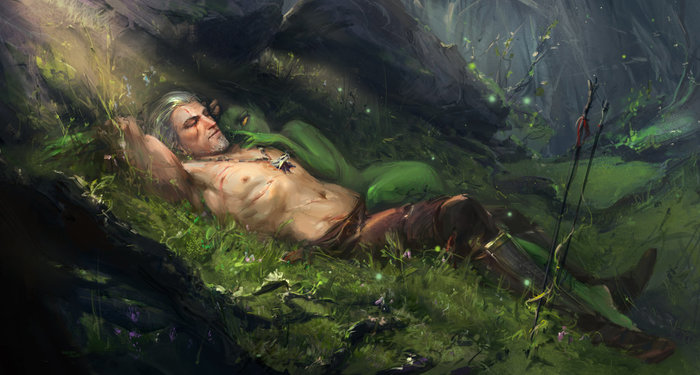 Geralt and Morenn - Witcher, Geralt of Rivia, Morenn, Dryad, Art