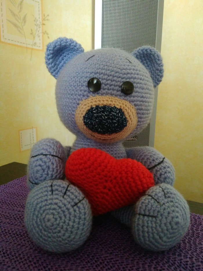 A loving bear. - My, , Needlework, Crochet