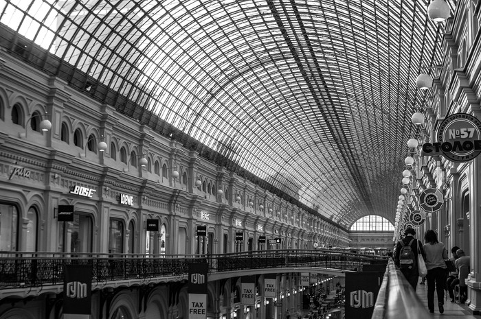 His Majesty GUM - My, Moscow, Gum, The photo, Architecture, Black and white, Sony