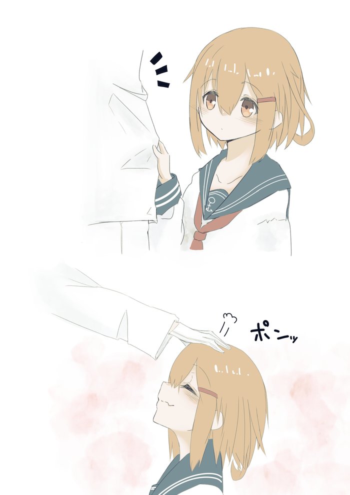 Pat me, Admiral - Kantai Collection, Ikazuchi, Аниме, Anime Art, Headpats