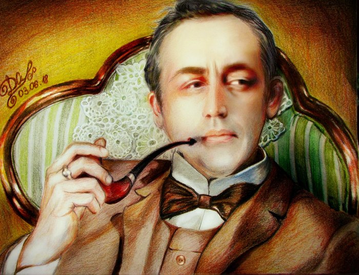 Vasily Livanov with colored pencils. - My, Drawing, Colour pencils, Vasily Livanov, Art, Pencil drawing, Sherlock Holmes, Actors and actresses, Nostalgia