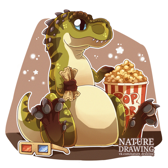 Tyrannosaurus - My, Drawing, Tyrannosaurus, SAI, Dinosaurs, Animalistics, Digital drawing, Jurassic world, Popcorn