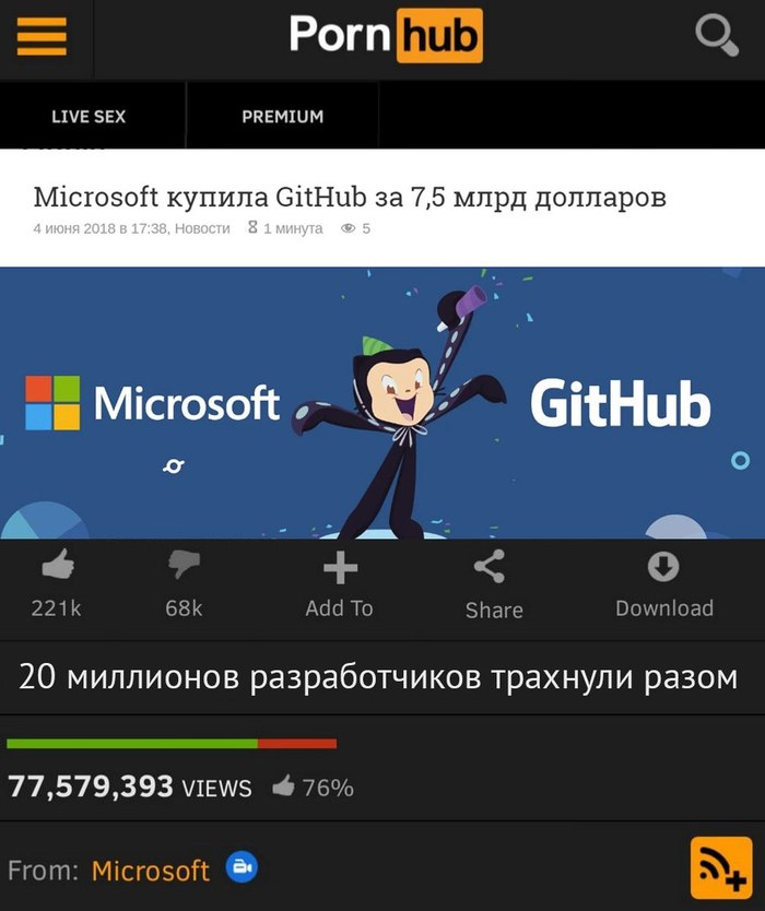  Pornhub'a Microsoft, Pornhub, Github
