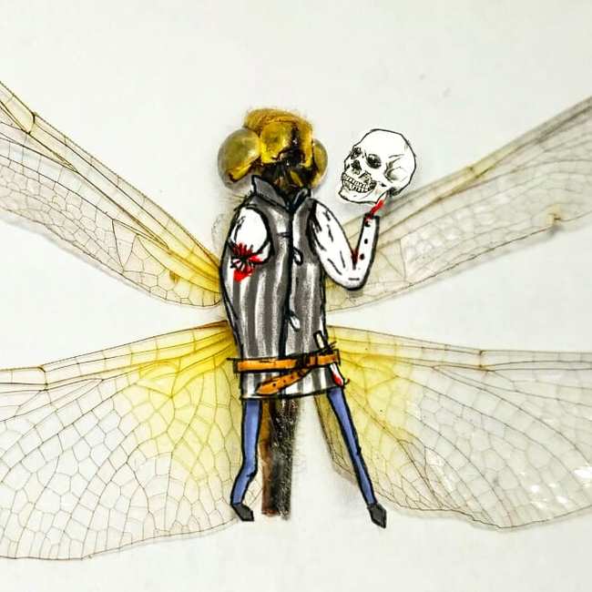 Hamlet of the insect world - My, Insects, Hamlet, Dragonfly, Painting, It seemed