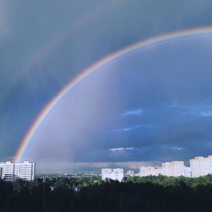 Rainbow - Sky, Double Rainbow, Rainbow, Clouds