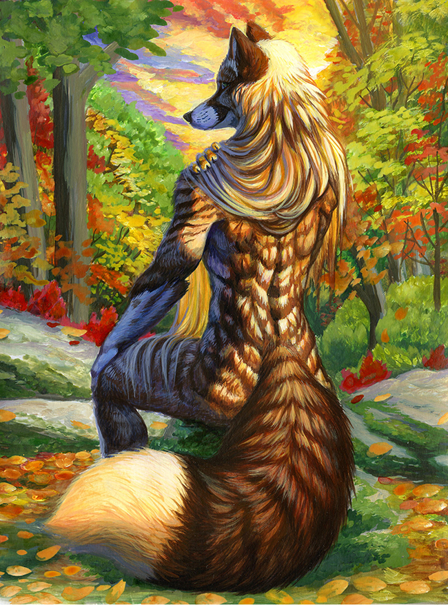 Fall colors - Furry, Anthro, Art, Hibbary
