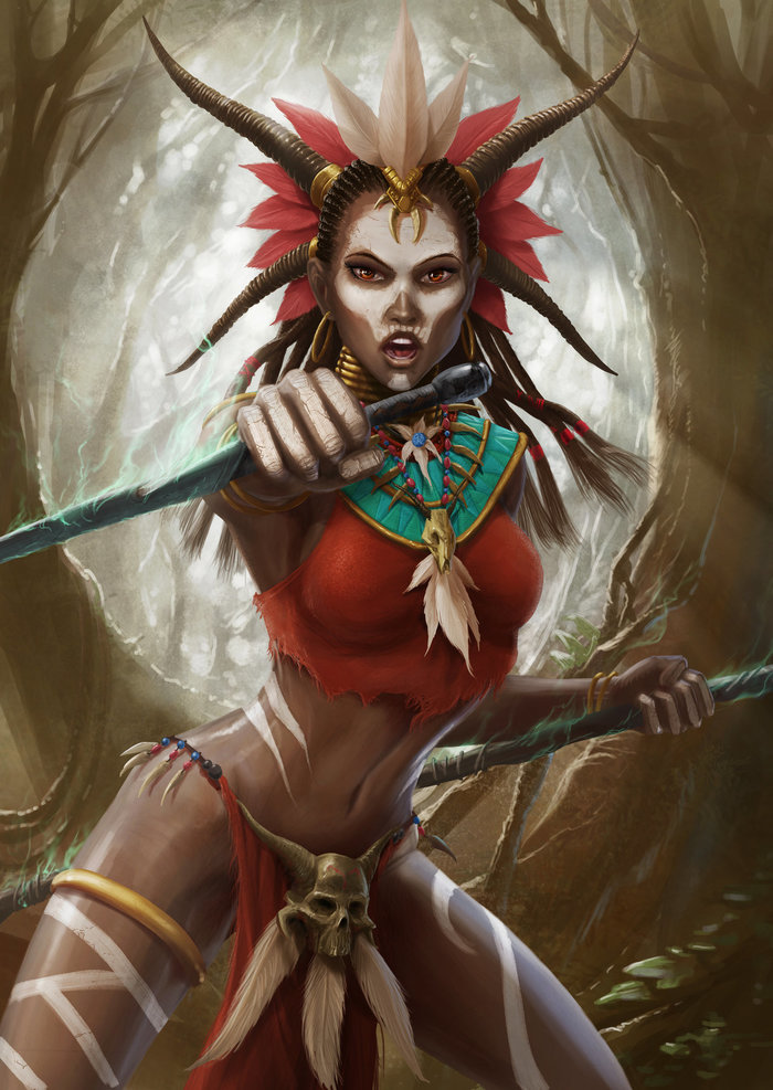 Witch - Witch Doctor, Diablo iii, Art, Drawing, 