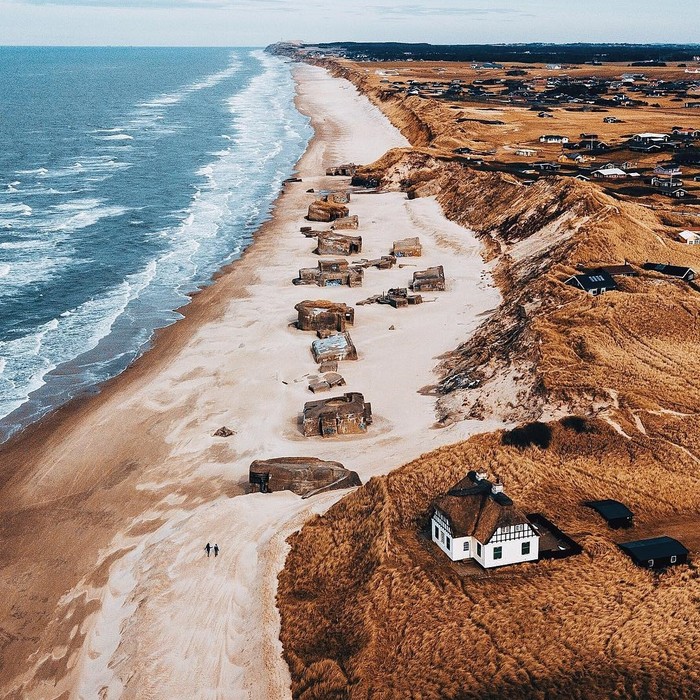 Danish coast - Denmark, Shore, House, Beach, People, Nature, Beautiful view