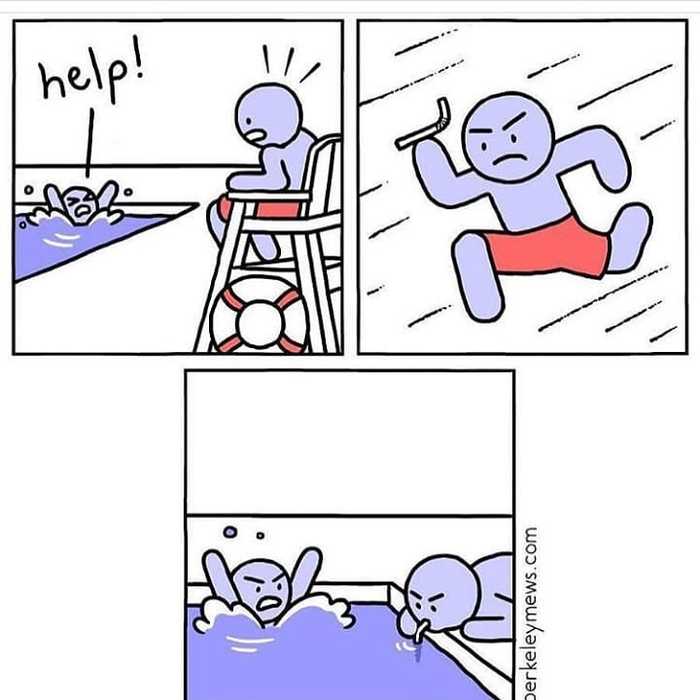 When I asked a friend for help - Comics, Swimming pool, blue people