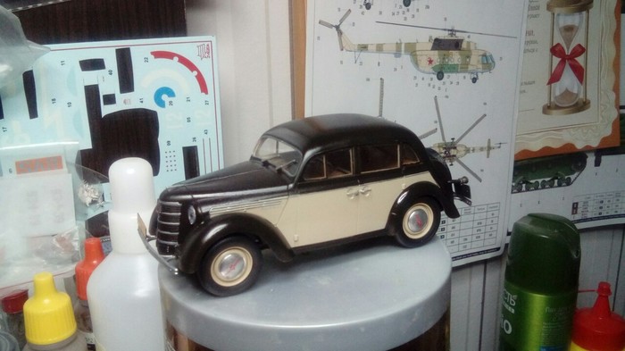 Moskvich 401-200, USSR, 1950s. - Longpost, the USSR, Auto, Prefabricated model, Models, Stand modeling, Moskvich, My
