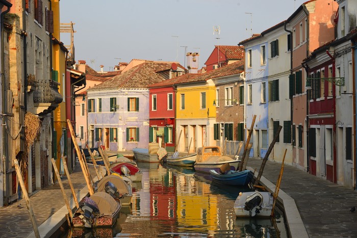 Burano - My, Italy, Water, Reflection, A boat, Travels, Channel, House