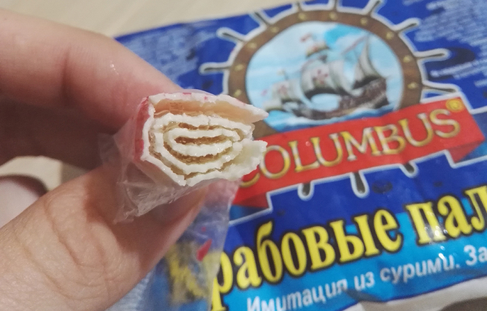 Imitation of crab sticks from COLUMBUS... - My, Crab sticks, Expectation and reality