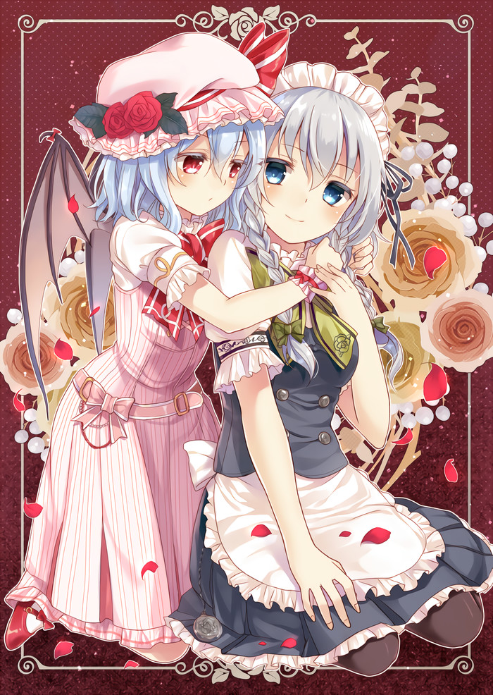 Anime Art by nunucco - Anime art, Anime, Loli, Remilia scarlet, Izayoi Sakuya, Touhou, 