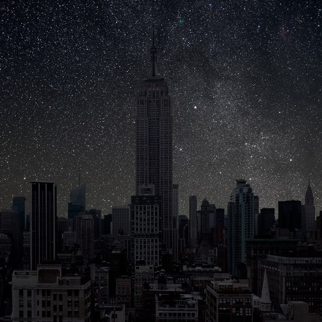 What cities would look like, illuminated only by stars. - Night, Starry sky, Art, From the network, Town, Longpost