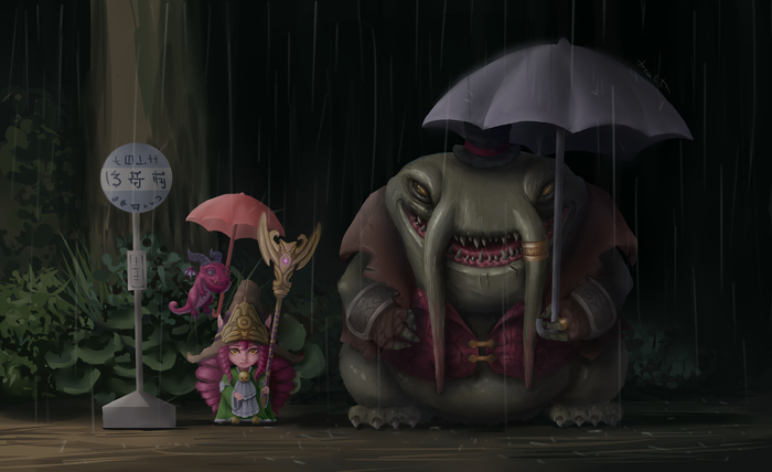 Totoro Kench - Моё, Арт, Рисунок, Тоторо, League of Legends, Dealt, YouTube, Speed painting