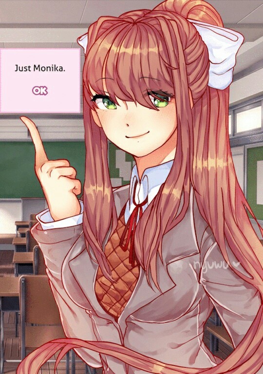 Just Monika - Визуальная новелла, Anime Art, Monika, Doki Doki Literature Club