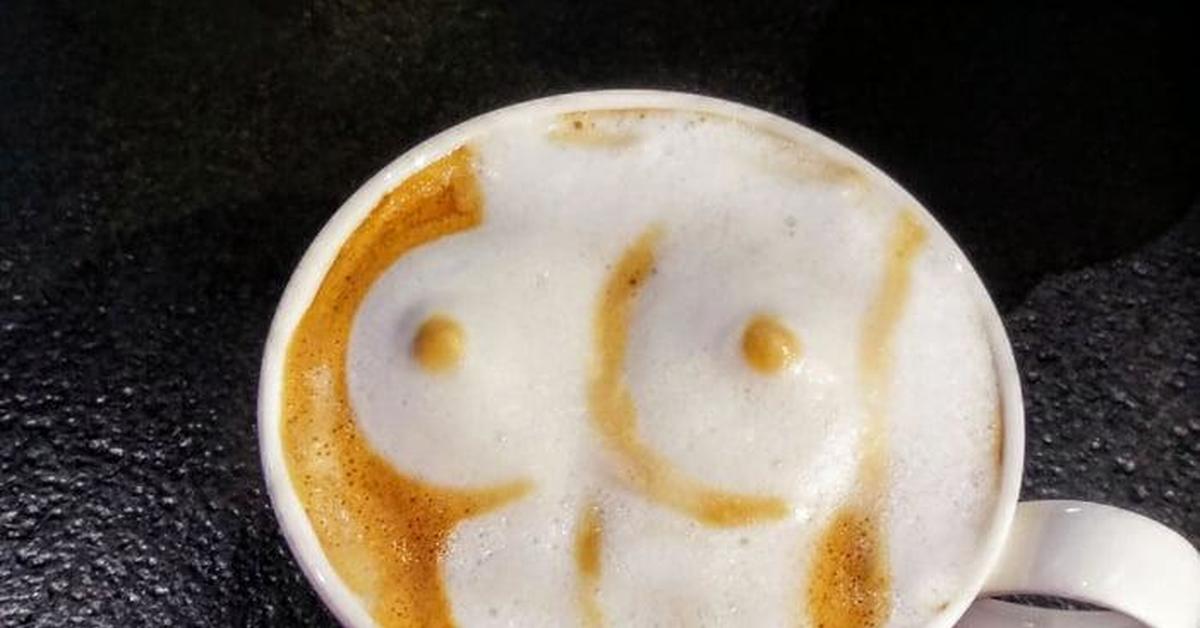 Когда делаешь кофе симпатичному парню, Кофе, Бариста, Грудь.