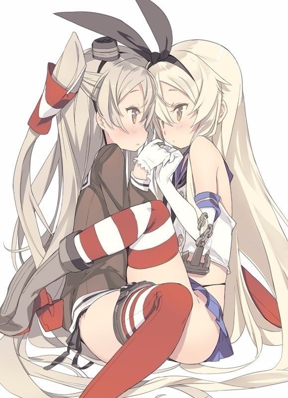 Amatsukaze & Shimakaze - Kantai Collection, Amatsukaze, Shimakaze, Yuri, Anime Art, Аниме